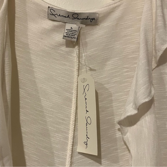 French Laundry Cream Lightweight Ruffle Cardigan Large - Picture 5 of 10